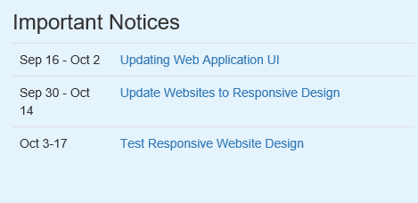 Calendar List on Home Page