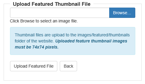 Featured Image Upload